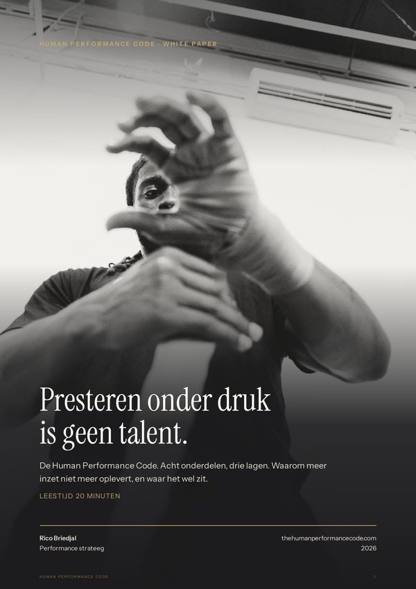 De voorkant van de white paper, Presteren onder druk is geen talent